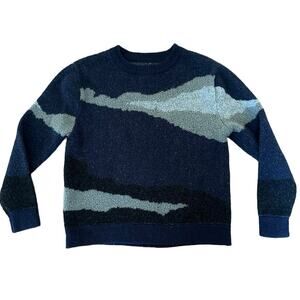 OAK + FORT Intarsia oversized sweater in blue & gray size XS